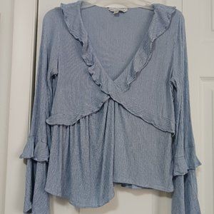 LAST CALL Womens American Eagle Blue & White Stripe Blouse Size S